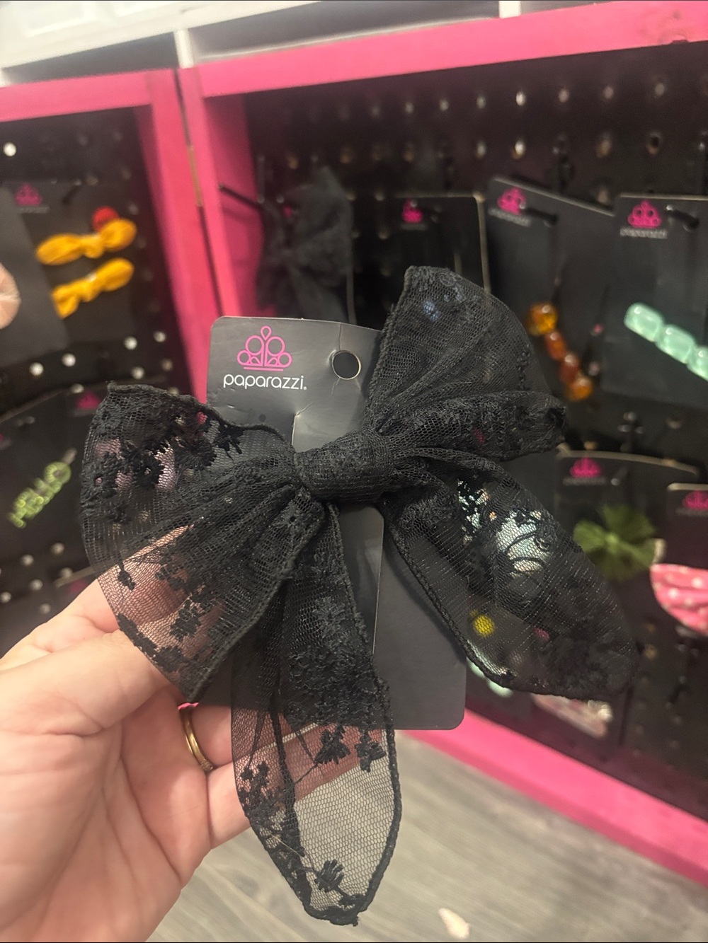 Paparazzi Black Lace Bow Hair Accessory